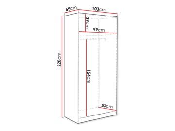 Amelus Garderobeskap 103x220 cm - Beige - Oppbevaring - Garderober & garderobesystem