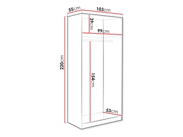 Amelus Garderobeskap 103x220 cm - Brun/Svart - Oppbevaring - Garderober & garderobesystem