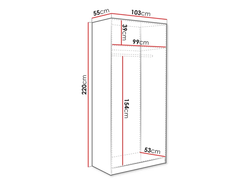 Amelus Garderobeskap 103x220 cm - Brun/Svart - Oppbevaring - Garderober & garderobesystem