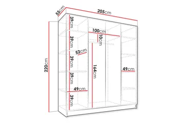 Amelus Garderobeskap 205x220 cm - Brun - Oppbevaring - Garderober & garderobesystem