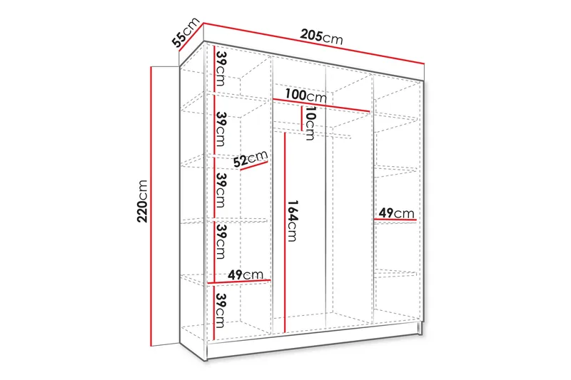 Amelus Garderobeskap 205x220 cm - Brun - Oppbevaring - Garderober & garderobesystem