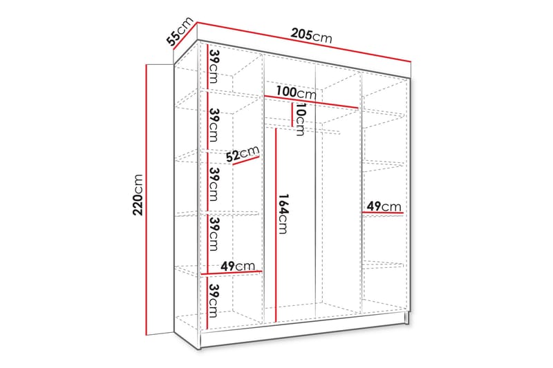 Amelus Garderobeskap 205x220 cm - Cashmere - Oppbevaring - Garderober & garderobesystem