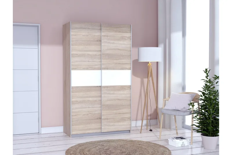 Amyracle Garderobe 62x121 cm, Hvit/Brun/Grå