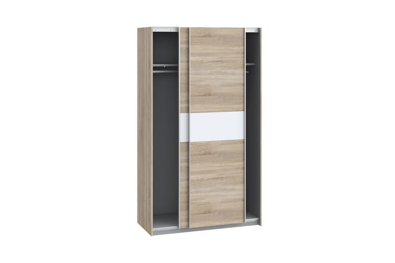 Amyracle Garderobe 62x121 cm - Hvit/Brun/Grå - Oppbevaring - Garderober & garderobesystem