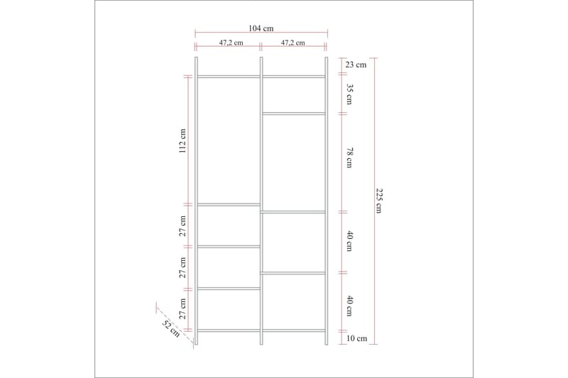 Batler Garderobe 52x104 5 Dører - Natur - Oppbevaring - Garderober & garderobesystem