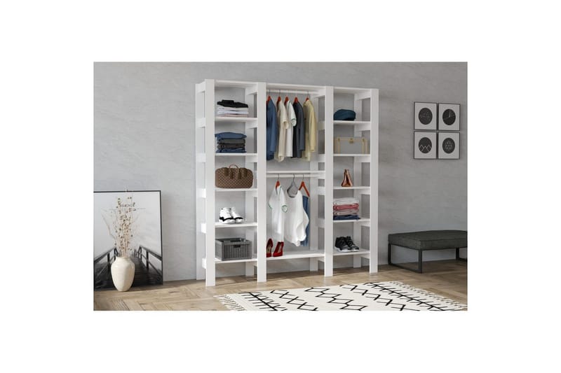 Bertoaria Garderobe 161x180 cm - Hvit - Oppbevaring - Garderober & garderobesystem