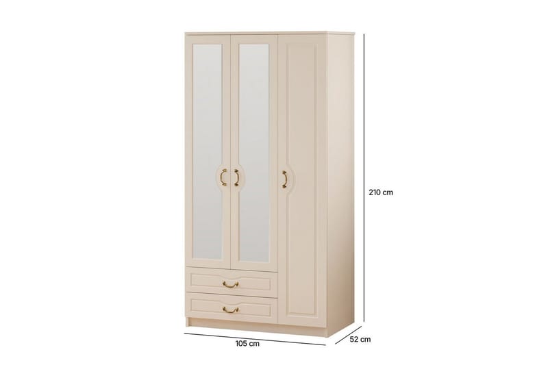 Beyric Garderobe 105x210 cm - Matt Hvit - Oppbevaring - Garderober & garderobesystem