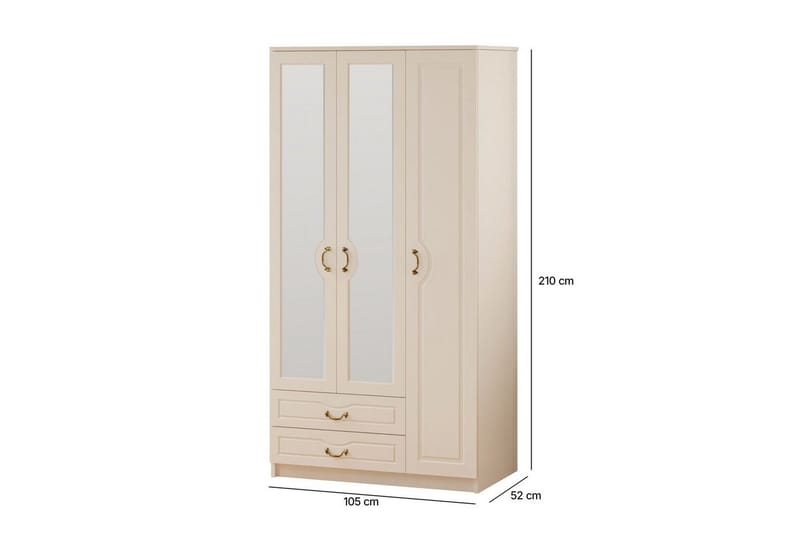 Beyric Garderobe 105x210 cm - Matt Hvit - Oppbevaring - Garderober & garderobesystem