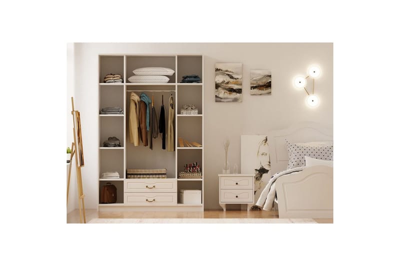 Beyric Garderobe 140x210 cm - Matt Hvit - Oppbevaring - Garderober & garderobesystem