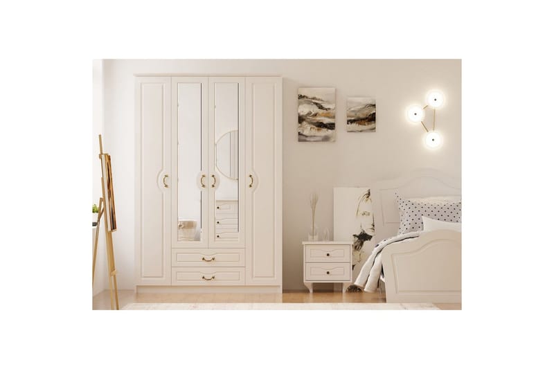 Beyric Garderobe 140x210 cm - Matt Hvit - Oppbevaring - Garderober & garderobesystem