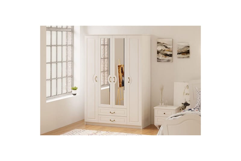 Beyric Garderobe 140x210 cm - Matt Hvit - Oppbevaring - Garderober & garderobesystem