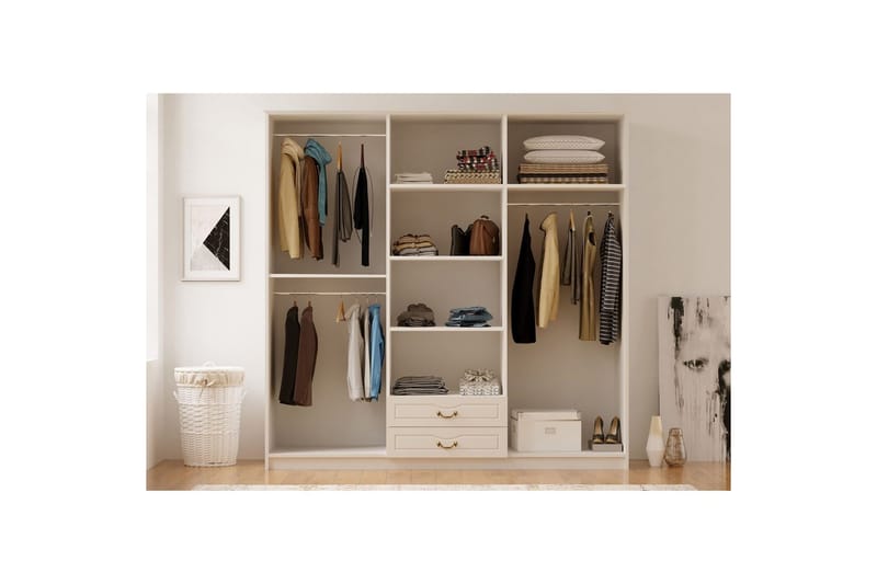 Beyric Garderobe 210x210 cm - Matt Hvit - Oppbevaring - Garderober & garderobesystem