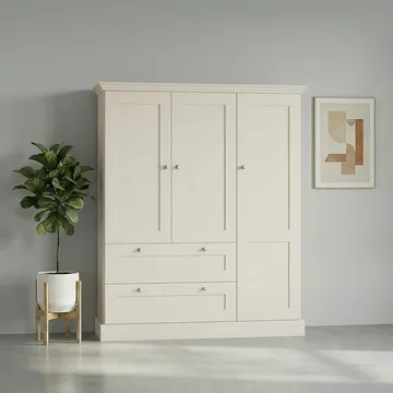Binz garderobe 122x130 cm - Kasjmirkrem - Oppbevaring - Garderober & garderobesystem
