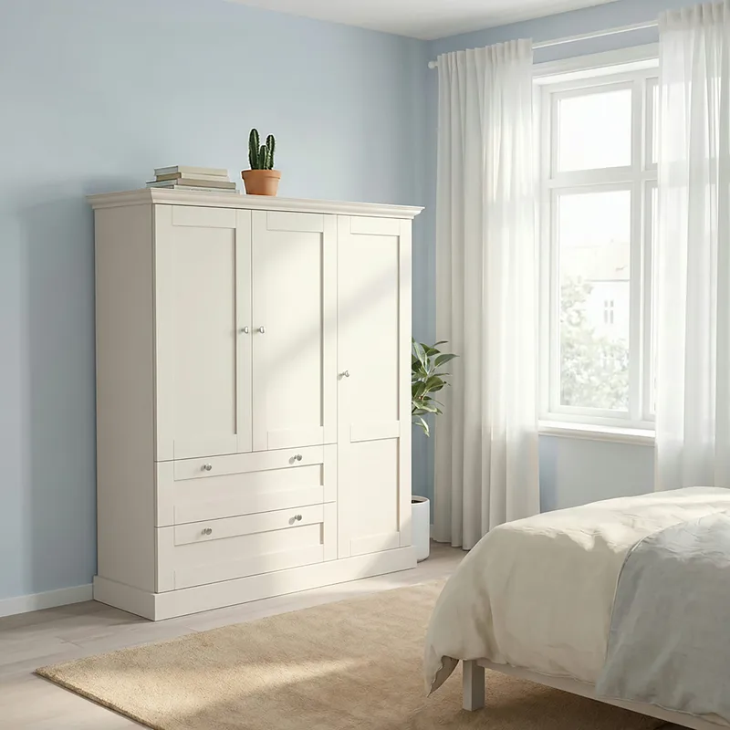Binz garderobe 122x130 cm - Kasjmirkrem - Oppbevaring - Garderober & garderobesystem