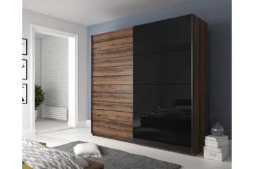 Bovera Garderobeskap 61x200 cm - Teak/Svart - Oppbevaring - Garderober & garderobesystem