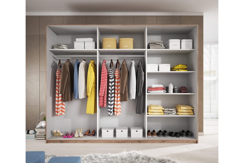 Bovera Garderobeskap 61x270 cm - Teak/Svart - Oppbevaring - Garderober & garderobesystem