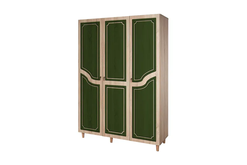 Brokind Garderobe 135 cm, Brun/Grønn