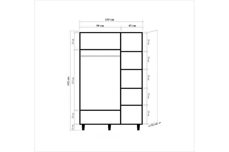 Brokind Garderobe 135 cm - Brun/Oransje - Oppbevaring - Garderober & garderobesystem