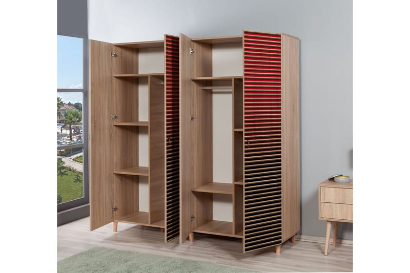 Brokind Garderobe 180 cm - Brun/Rød - Oppbevaring - Garderober & garderobesystem