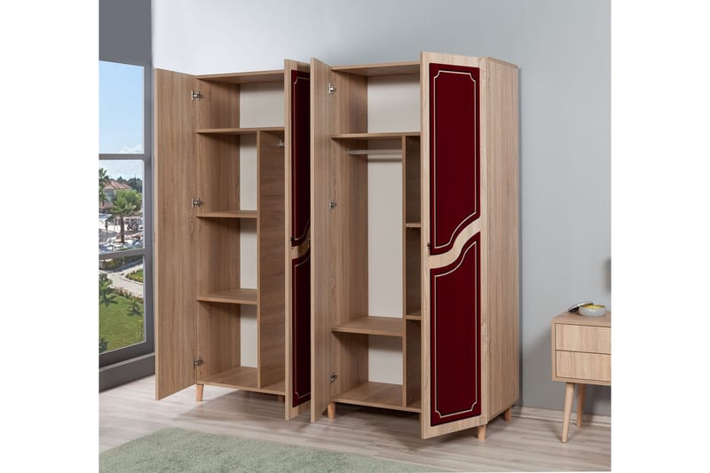 Brokind Garderobe 180 cm - Brun/Rød - Oppbevaring - Garderober & garderobesystem