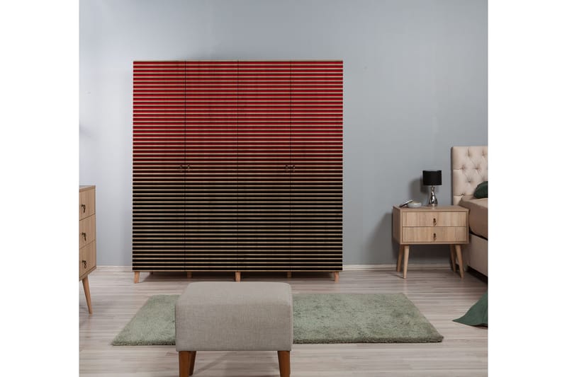 Brokind Garderobe 180 cm - Brun/Rød - Oppbevaring - Garderober & garderobesystem