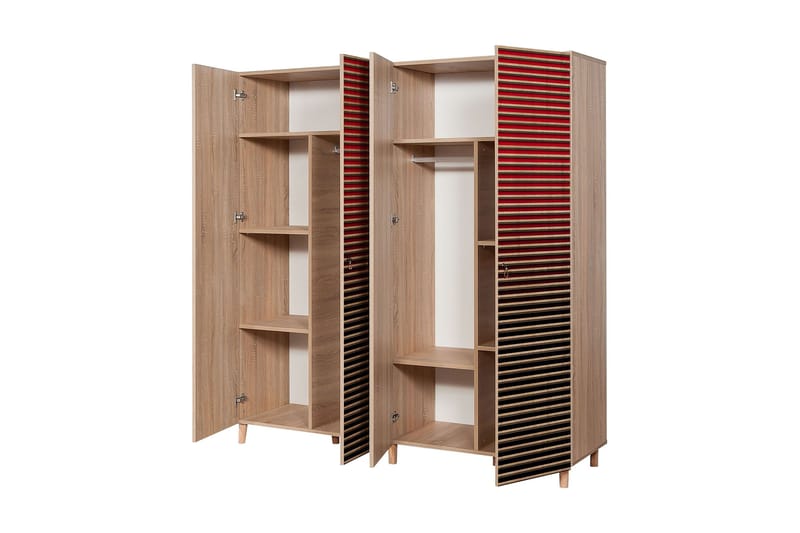 Brokind Garderobe 180 cm - Brun/Rød - Oppbevaring - Garderober & garderobesystem