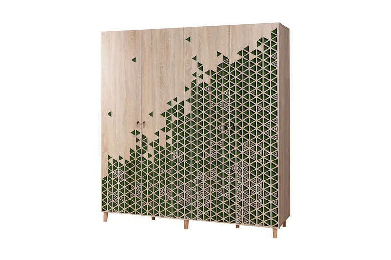 Brokind Garderobe 180 cm, Brun/Svart/Eik