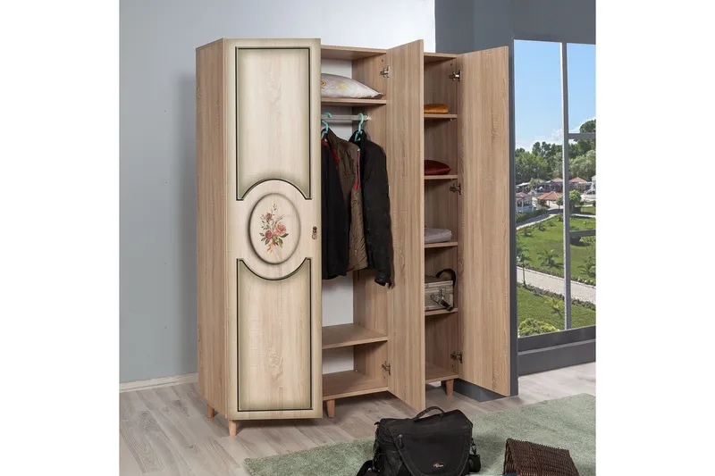 Brokind Garderobeskap 135 cm i Tre - Beige - Oppbevaring - Garderober & garderobesystem