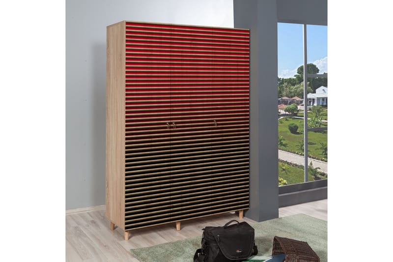 Brokind Garderobeskap 135 cm i Tre - Rød - Oppbevaring - Garderober & garderobesystem