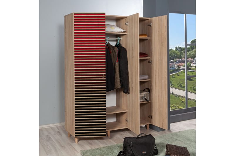 Brokind Garderobeskap 135 cm i Tre - Rød - Oppbevaring - Garderober & garderobesystem