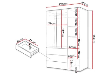 Buhan Garderobeskap 120x185 cm - Beige / Brun - Oppbevaring - Garderober & garderobesystem