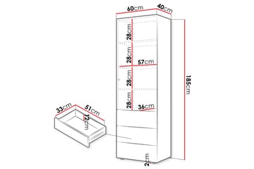 Buhan Garderobeskap 60x185 cm - Beige / Brun - Oppbevaring - Garderober & garderobesystem