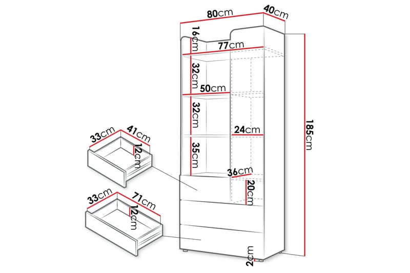 Buhan Garderobeskap 80x185 cm - Beige / Brun - Oppbevaring - Garderober & garderobesystem