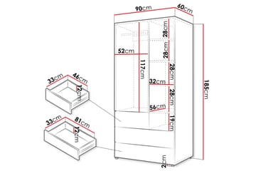 Buhan Garderobeskap 90x185 cm - Beige / Brun - Oppbevaring - Garderober & garderobesystem