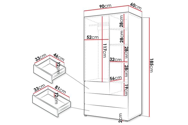 Buhan Garderobeskap 90x185 cm - Beige / Brun - Oppbevaring - Garderober & garderobesystem