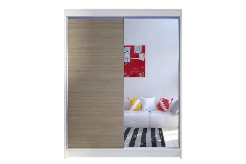 Camino Garderobe 150x58x200 cm, Beige / Hvit