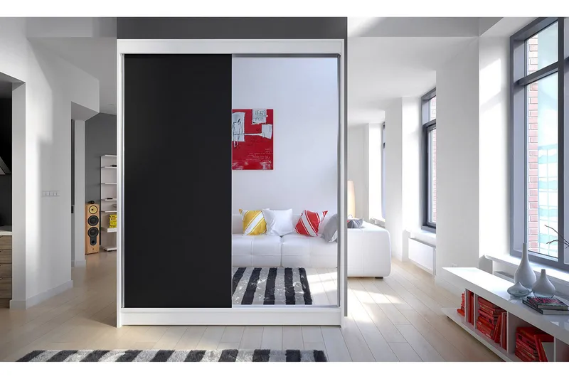 Camino Garderobe 150x58x200 cm LED-belysning - Hvit/Brun - Oppbevaring - Garderober & garderobesystem