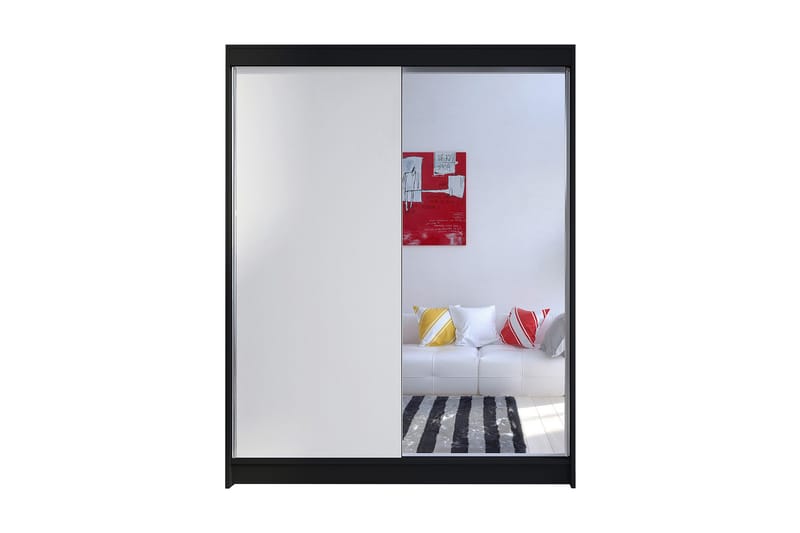 Camino Garderobe 150x58x200 cm LED-belysning, Svart/Hvit