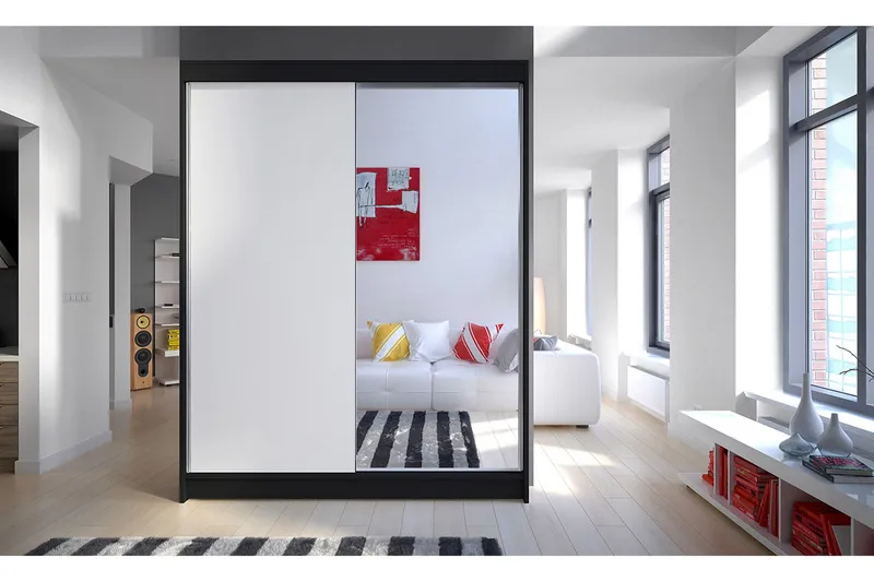 Camino Garderobe 150x58x200 cm LED-belysning - Svart/Hvit - Oppbevaring - Garderober & garderobesystem