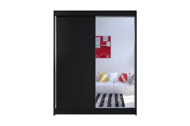 Camino Garderobe 150x58x200 cm LED-belysning, Svart/Svart