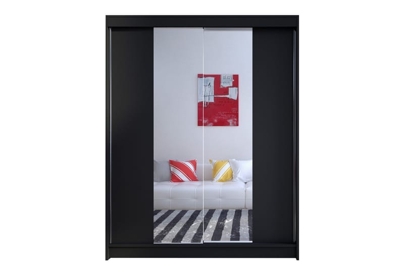 Camino Garderobe 150x58x200 cm, Svart/Hvit