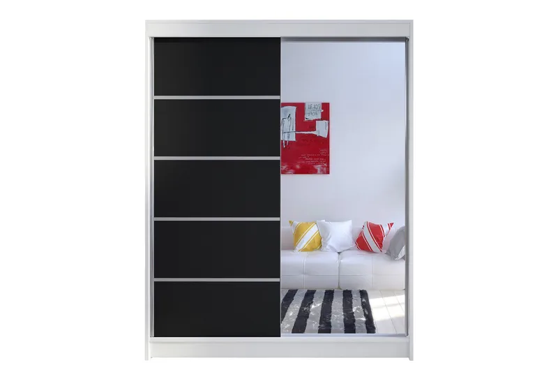 Camino Garderobe 58x150 cm, Hvit/Svart