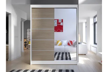 Camino Garderobe 58x150 cm LED-belysning - Hvit/Eik - Oppbevaring - Garderober & garderobesystem