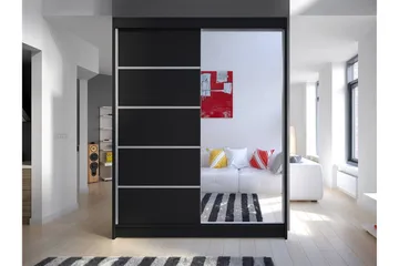 Camino Garderobe 58x150 cm LED-belysning - Svart - Oppbevaring - Garderober & garderobesystem
