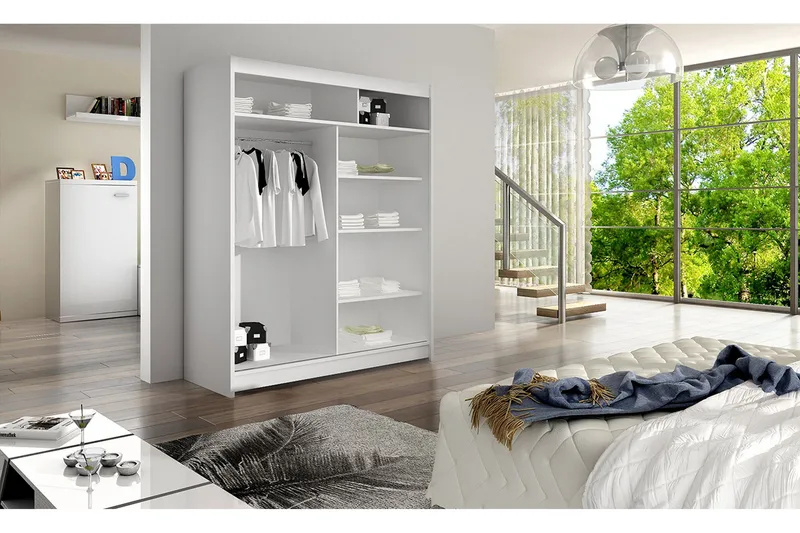 Camino Garderobe 58x150 cm LED-belysning - Svart - Oppbevaring - Garderober & garderobesystem