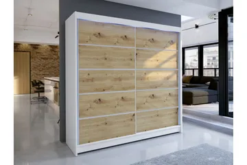 Canderbury Garderobeskap 180x215 cm - Hvit/Brun - Oppbevaring - Garderober & garderobesystem