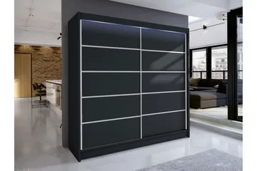 Canderbury Garderobeskap 180x215 cm - Svart - Oppbevaring - Garderober & garderobesystem