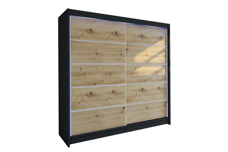 Canderbury Garderobeskap 180x215 cm - Svart/Brun - Oppbevaring - Garderober & garderobesystem