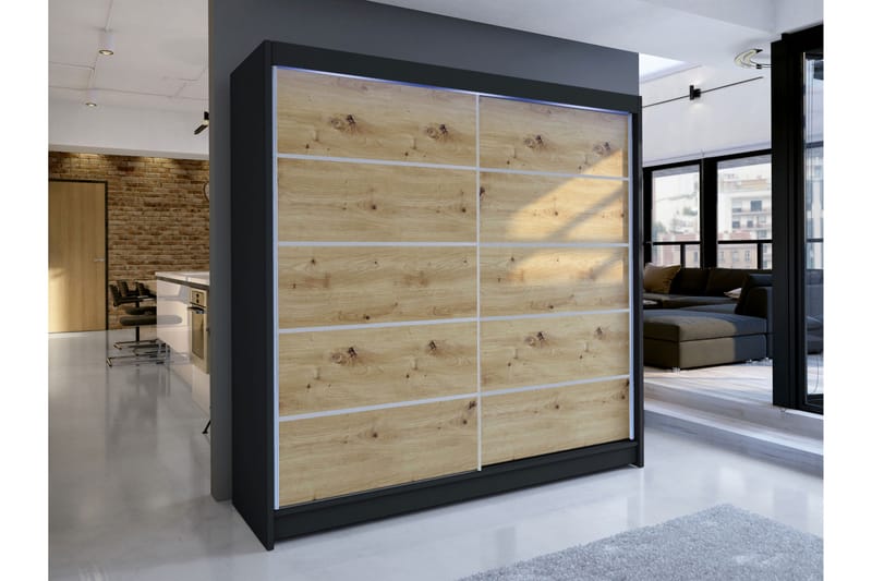 Canderbury Garderobeskap 180x215 cm - Svart/Brun - Oppbevaring - Garderober & garderobesystem