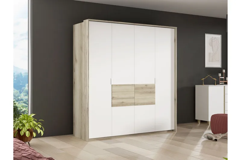 Capira Garderobe med Oppbevaring 208 cm med Eikeutseende - Hvit|Brun - Oppbevaring - Garderober & garderobesystem